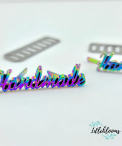 Alternative view of “Handmade” script metal label (2 pack)