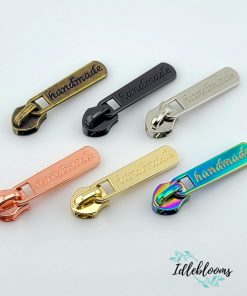 "Handmade" stamped #5 Zipper Pull