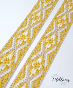 Cream & dusty yellow cotton webbing - 38mm 3 yards
