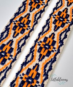 Navy & orange cotton webbing - 38mm 3 yards