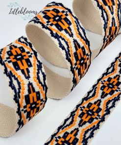 Alternative view of Navy & orange cotton webbing - 38mm 3 yards