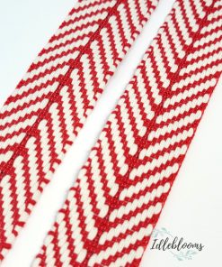 Red & white chevron cotton webbing - 38mm 3 yards