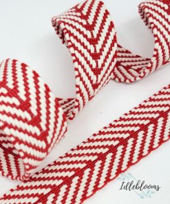Alternative view of Red & white chevron cotton webbing - 38mm 3 yards
