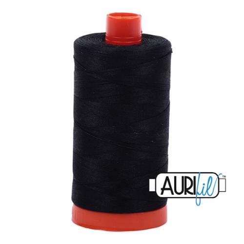 Aurifil 50wt Cotton Mako Thread - Black 2692